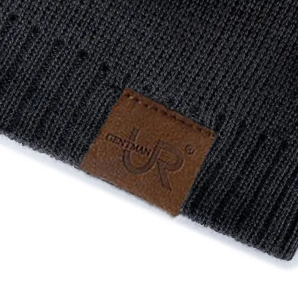 Unisex URGENTMAN Labal Winter Hats Solid Color Knitted Beanie Caps