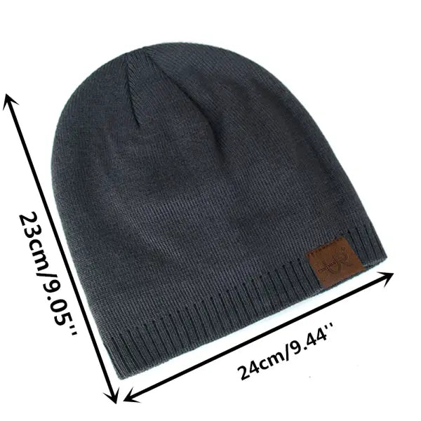 Unisex URGENTMAN Labal Winter Hats Solid Color Knitted Beanie Caps