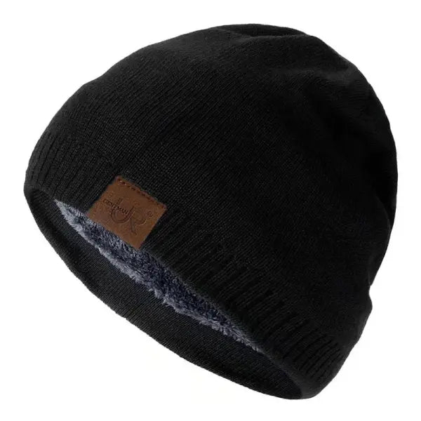 Unisex URGENTMAN Labal Winter Hats Solid Color Knitted Beanie Caps