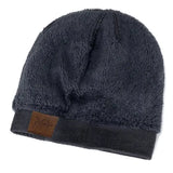 Unisex URGENTMAN Labal Winter Hats Solid Color Knitted Beanie Caps