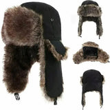 Unisex Winter Trapper Hat – Faux Fur Aviator Trooper Cap with Earflaps for Men & Women