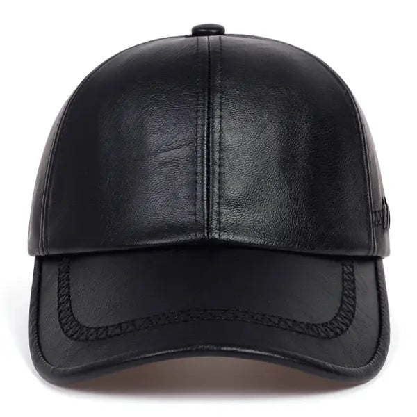 Unisex Winter Leather Baseball Cap Type Solid Warm Autumn Headwear