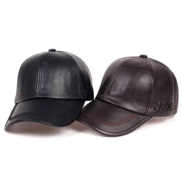 Unisex Winter Leather Baseball Cap Type Solid Warm Autumn Headwear