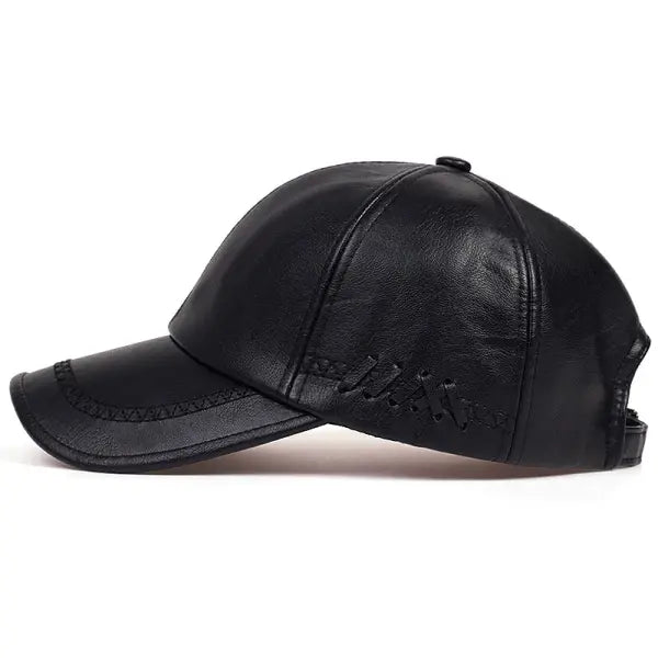 Unisex Winter Leather Baseball Cap Type Solid Warm Autumn Headwear