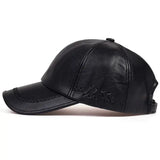 Unisex Winter Leather Baseball Cap Type Solid Warm Autumn Headwear