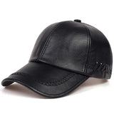 Unisex Winter Leather Baseball Cap Type Solid Warm Autumn Headwear