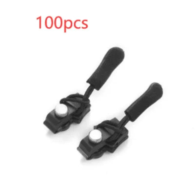 Black plastic cord locks with rubber grips for zipper repair in Universal Tool-free Zipper Head