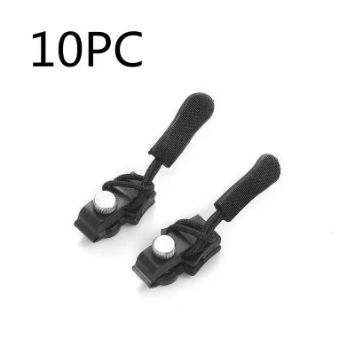 Black plastic cord locks with textured grips for Universal Tool-free Zipper Head Repair Device