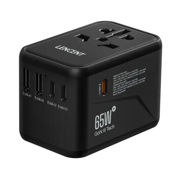 Universal Travel Adapter All-in-One Charger for Global Travel - 65W GaN 2U3C / Universal Plug