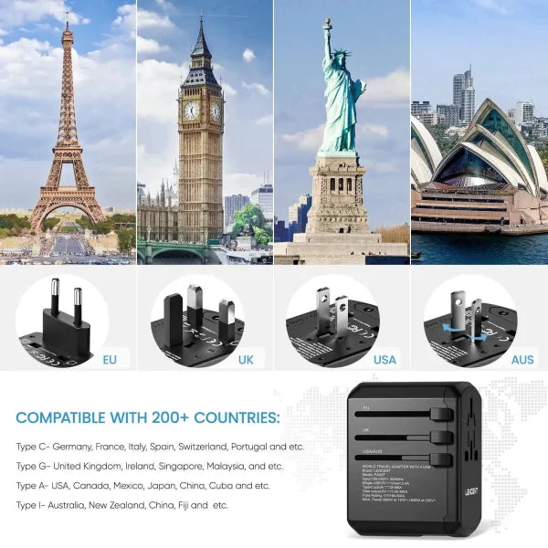Universal Travel Adapter All-in-One Charger for Global Travel - Himpall