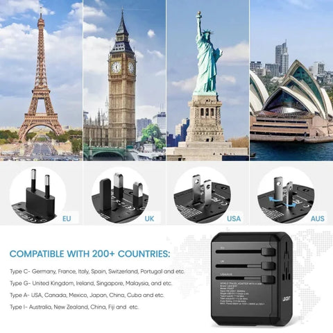 Universal Travel Adapter All-in-One Charger for Global Travel - Himpall