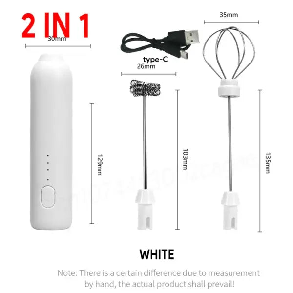 UPGRADED Electric Coffee Frother/MILK Whisk + Egg Beater MINI Food Blender USB Rechargeable Handheld Three Speeds