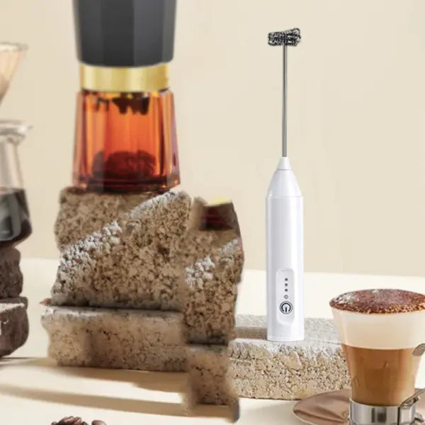 UPGRADED Electric Coffee Frother/MILK Whisk + Egg Beater MINI Food Blender USB Rechargeable Handheld Three Speeds
