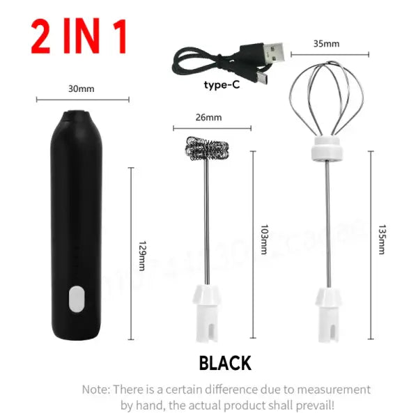 UPGRADED Electric Coffee Frother/MILK Whisk + Egg Beater MINI Food Blender USB Rechargeable Handheld Three Speeds