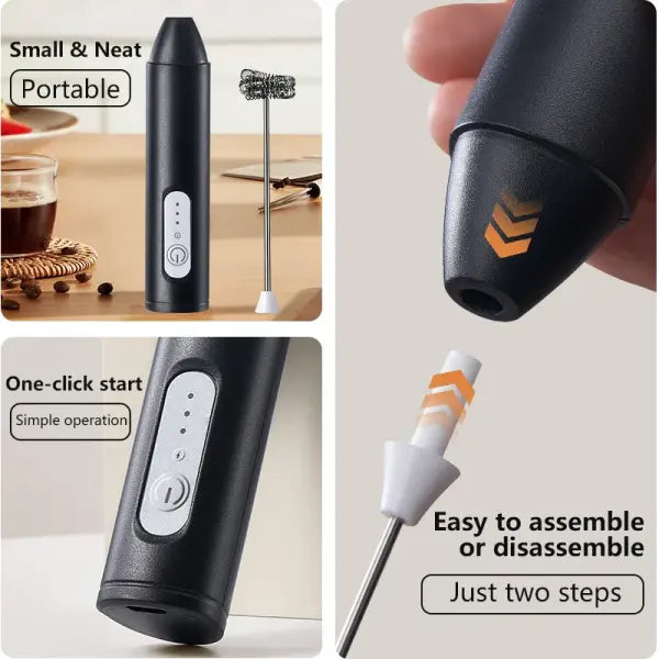 UPGRADED Electric Coffee Frother/MILK Whisk + Egg Beater MINI Food Blender USB Rechargeable Handheld Three Speeds