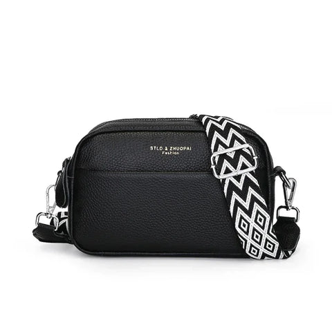 Upgraded Genuine Leather Handbag – Women’s Cow Leather Crossbody Tote - black / 21cm 7cm 14cm