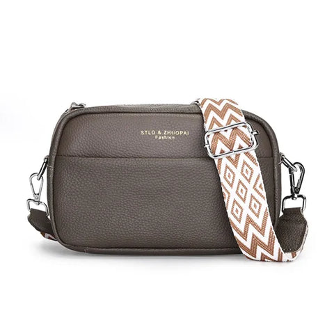 Upgraded Genuine Leather Handbag – Women’s Cow Leather Crossbody Tote - GRAY / 21cm 7cm 14cm