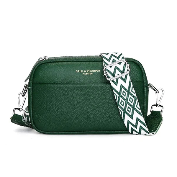 Upgraded Genuine Leather Handbag – Women’s Cow Leather Crossbody Tote - green / 21cm 7cm 14cm