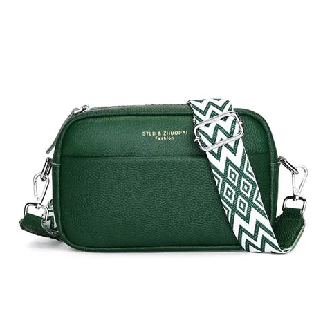 Upgraded Genuine Leather Handbag – Women’s Cow Leather Crossbody Tote - green / 21cm 7cm 14cm