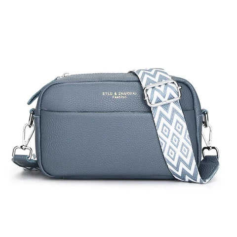 Upgraded Genuine Leather Handbag – Women’s Cow Leather Crossbody Tote - SKY BLUE / 21cm 7cm 14cm