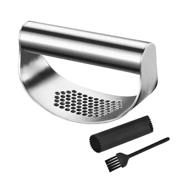 Upgraded Stainless Steel Garlic Press - Manual Rocker Crusher for Garlic & Ginger - Sliver Set