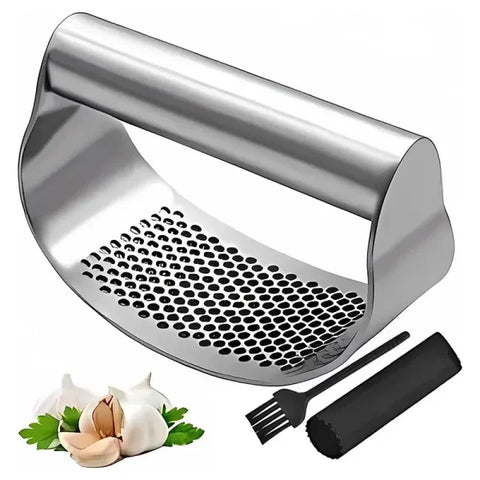 Upgraded Stainless Steel Garlic Press - Manual Rocker Crusher for Garlic & Ginger