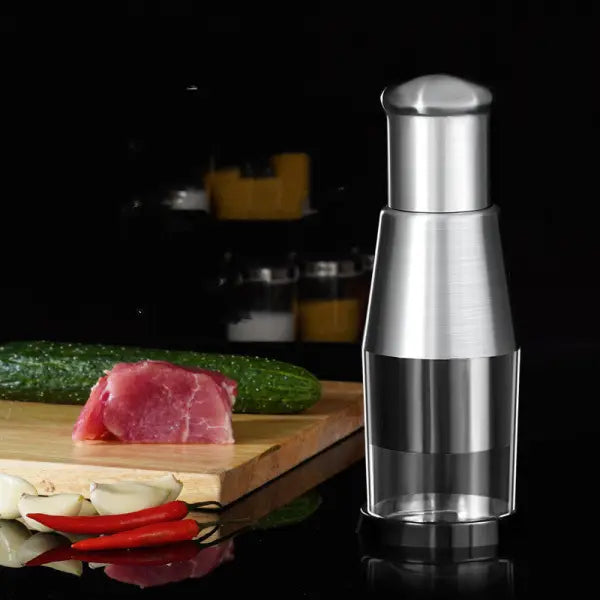 Upgraded Stainless Steel Garlic Pressing Cutter Manual Vegetable Chopper - Black - None