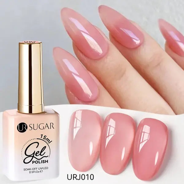 15ml Jelly Milky White Gel Polish - Translucent Semi-Permanent UV Nail Varnish for Nail Art - URJ010