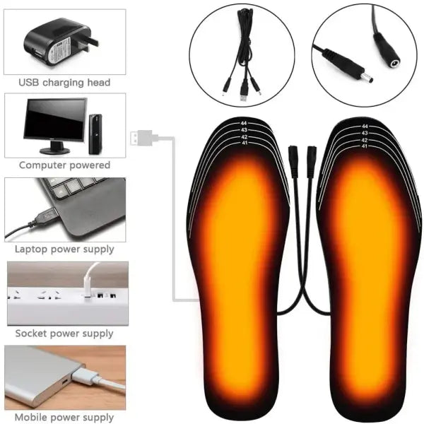 USB Heated Insoles – Electric Foot Warming Pads for Winter Outdoor Sports Warm Shoe Inserts