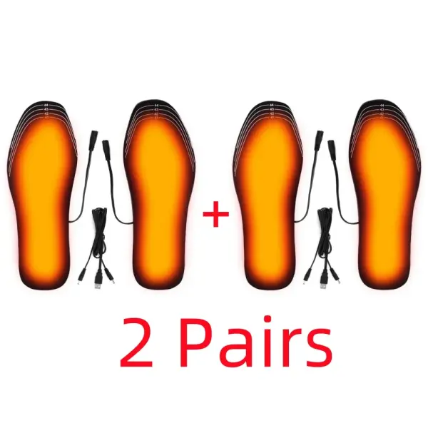 USB Heated Insoles – Electric Foot Warming Pads for Winter Outdoor Sports Warm Shoe Inserts - 2 Pairs / 41-46