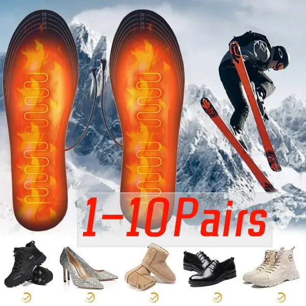 USB Heated Insoles – Electric Foot Warming Pads for Winter Outdoor Sports Warm Shoe Inserts