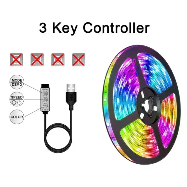 USB RGB LED Strip Lights – APP Controlled 5050 Light Tape - Himpall