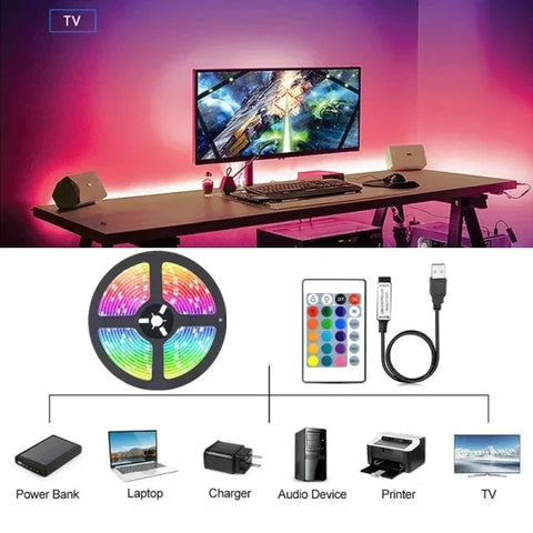 USB RGB LED Strip Lights – APP Controlled 5050 Light Tape - Himpall