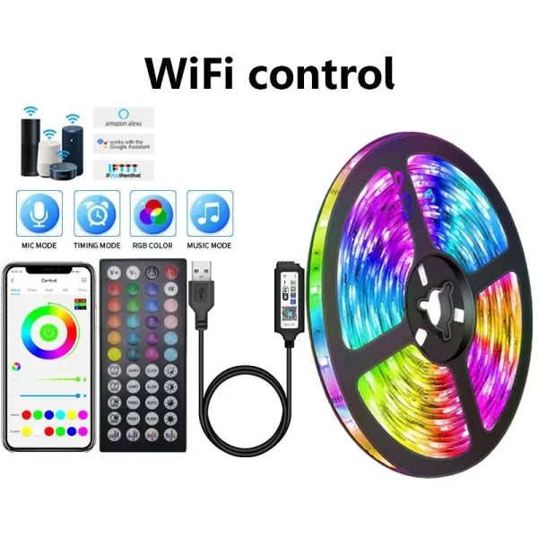 USB RGB LED Strip Lights – APP Controlled 5050 Light Tape - Himpall