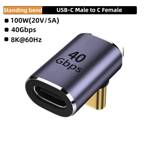 USB4.0 40Gbps OTG type C 90 degree Adapter 100W 5A USB C to Type C Fast Charging Converter USB C Data Adapter