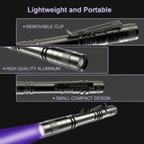 UV Flashlight 395nm Ultraviolet Torch With Pen Clip Portable AAA Batteries Used Violet Light Pet Urine Scorpion
