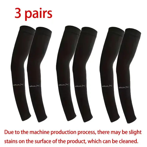 UV Protection Cooling Arm Sleeves 3 Pair Set – Breathable Outdoor Gear - Black-3pcs