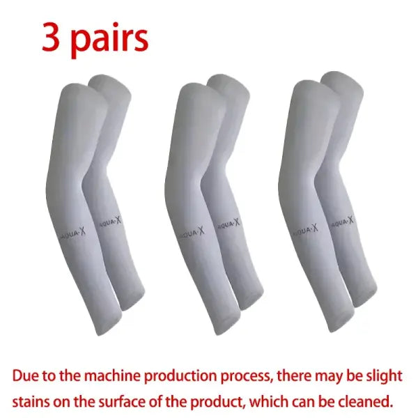 UV Protection Cooling Arm Sleeves 3 Pair Set – Breathable Outdoor Gear - Grey-3pcs