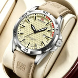 Men Casual Sport Alloy Case Watch Leather Waterproof Calendar