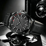 Men Casual Sport Alloy Case Watch Leather Waterproof Calendar