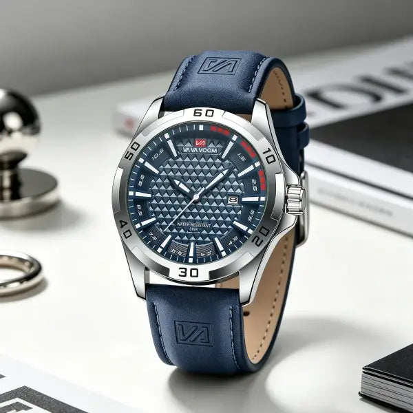 Men Casual Sport Alloy Case Watch Leather Waterproof Calendar