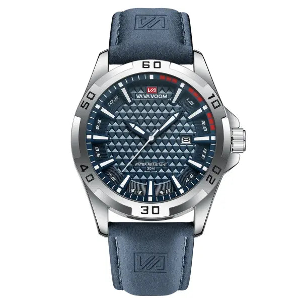 Men Casual Sport Alloy Case Watch Leather Waterproof Calendar - 2581P-YL