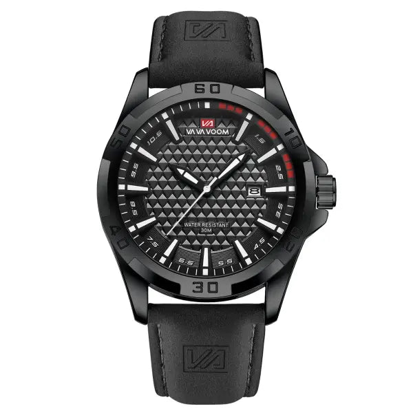 Men Casual Sport Alloy Case Watch Leather Waterproof Calendar - 2581P-YH