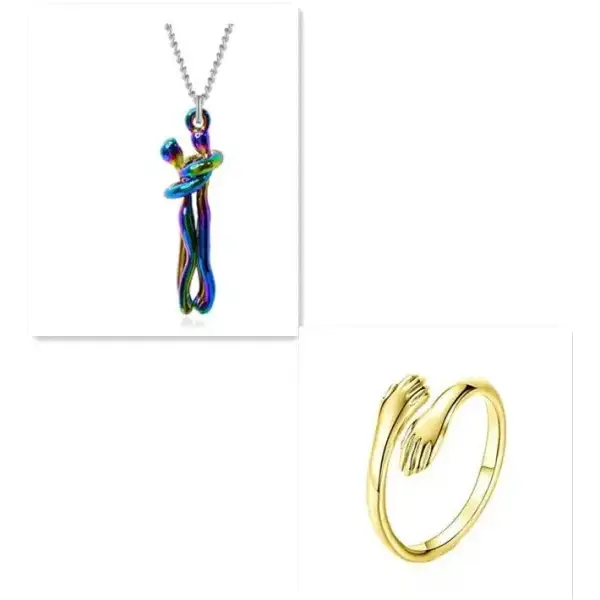 Colorful metallic twisted figure pendant, romantic couple jewelry love necklace for Valentine’s Day gifts