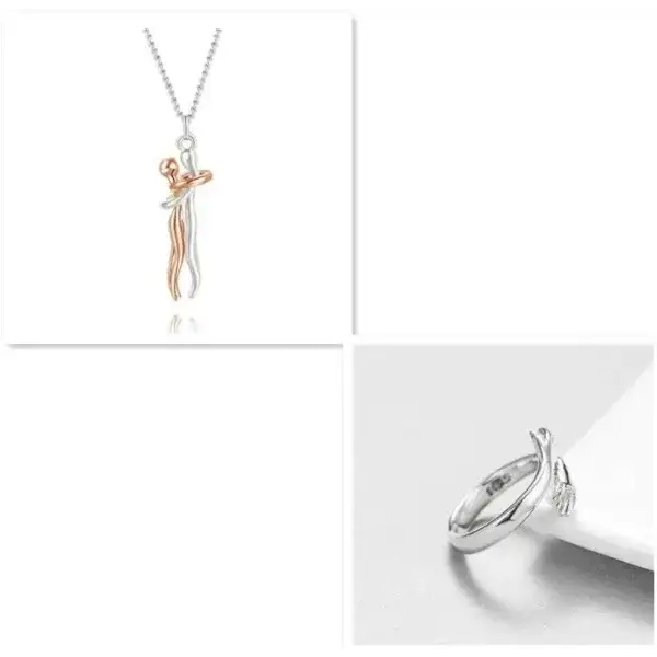 Elegant two-tone ribbon pendant love necklace for Valentine’s Day gifts