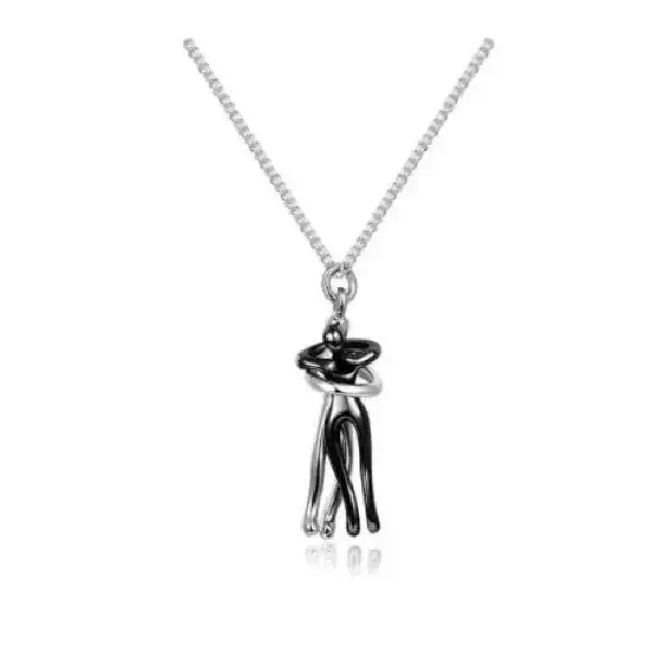 Black and silver cat pendant love necklace for Valentine’s Day gifts