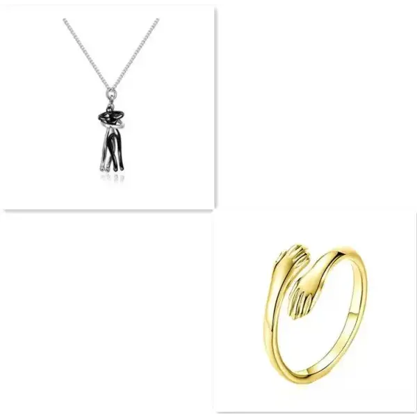 Valentine’s Day Gifts Romantic Couple Jewelry Love Necklaces - White black set