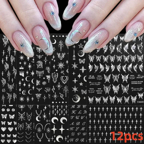 12 Sheets Valentine’s Red Heart Nail Stickers – 3D Self-Adhesive Decals - NLS286-S1-01