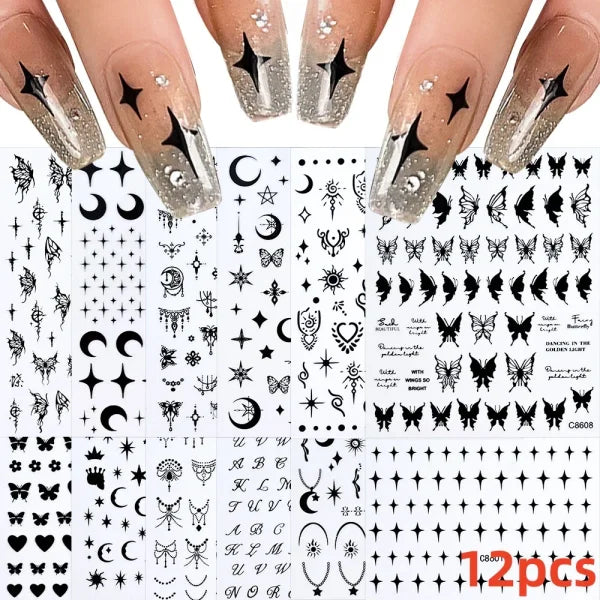 12 Sheets Valentine’s Red Heart Nail Stickers – 3D Self-Adhesive Decals - NLS286-S1-04