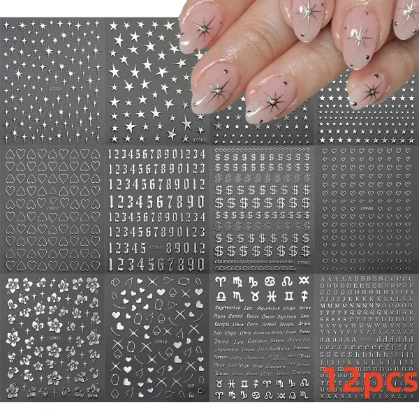 12 Sheets Valentine’s Red Heart Nail Stickers – 3D Self-Adhesive Decals - NLS299-S1-1